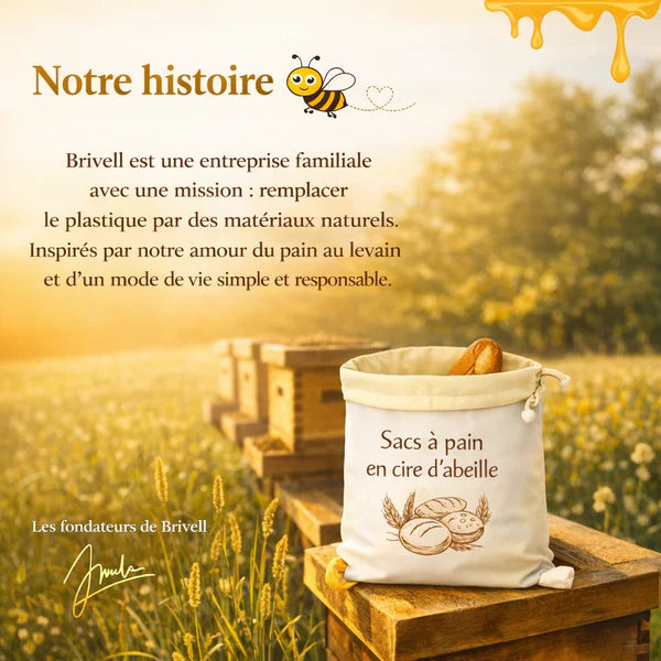 Sacs Brivell Premium en cire d'abeille & coton 100 % — Lavables, pour une conservation naturelle